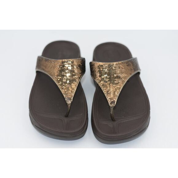 FitFlop ELECTRA Brown Bronze Sequin Flip Flop Sandals Women's Size 5 NICE - Picture 7 of 7